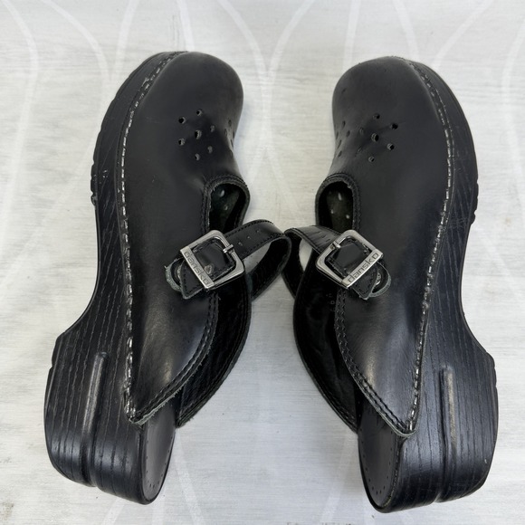Dansko Merrie Mary Jane Clogs Black Perforated Open Heel Size 40 - US 9.5 / 10 - Picture 6 of 8